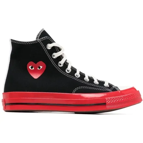 Schwarzer Chuck Taylor High Sneaker mit roter Sohle , Damen, Größe: 40 EU - Comme des Garçons Play - Modalova