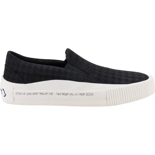 Canvas Slip-On Sliders with Pied-de-Poule Motif , male, Sizes: 6 UK - Moncler - Modalova