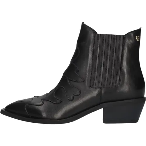 Western Stil Schwarze Leder Stiefeletten , Damen, Größe: 37 EU - Fabienne Chapot - Modalova