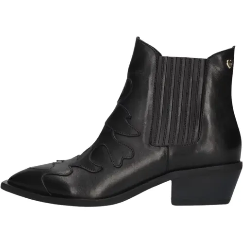 Western Stil Schwarze Leder Stiefeletten , Damen, Größe: 38 EU - Fabienne Chapot - Modalova