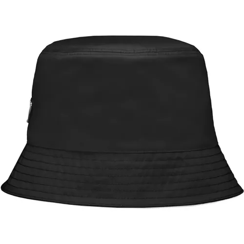 Schwarze Logo Plaque Hüte Prada - Prada - Modalova