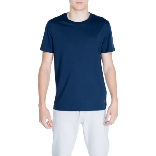 Blau Einfaches Rundhals T-Shirt , Herren, Größe: 2XL - Peuterey - Modalova