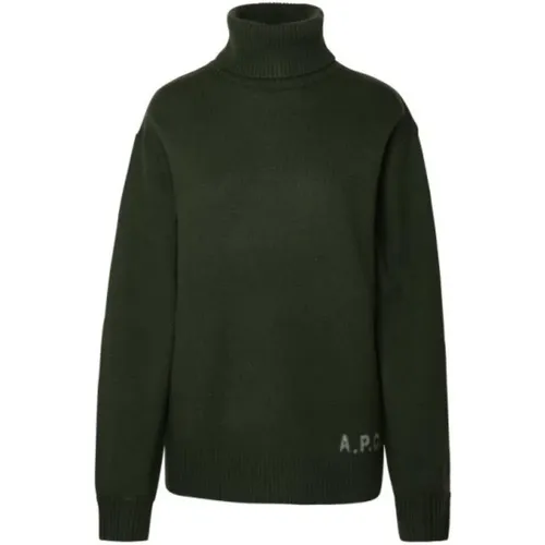 Embroidered Logo Turtleneck Pullover Military , female, Sizes: M, XS, S - A.p.c. - Modalova