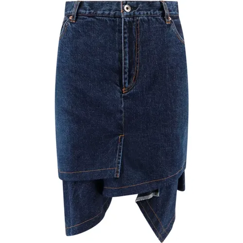 Cotton Skirt with Button and Zip , female, Sizes: L - Sacai - Modalova