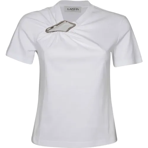 Optisch Weiße Baumwoll-T-Shirt - Lanvin - Modalova