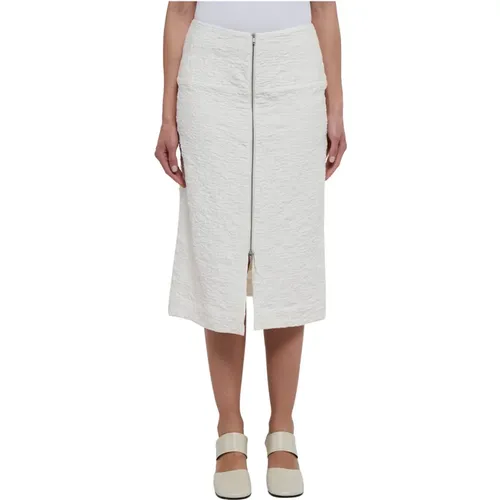 Cotton Midi Skirt with Exposed Zip Closure , female, Sizes: S, XS, M - Jil Sander - Modalova