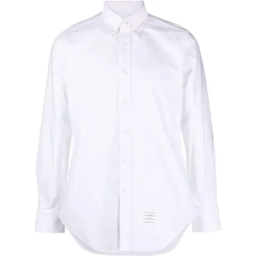 Weiße Baumwollhemd mit Knopfkragen , Herren, Größe: M - Thom Browne - Modalova