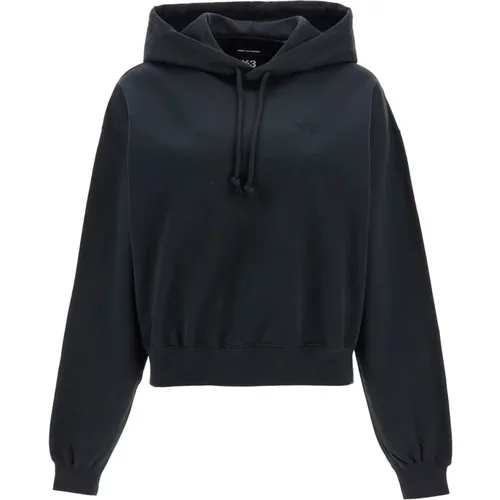 Gebürstete Jersey Boxy Hoodie mit Logo , Damen, Größe: S - Y-3 - Modalova