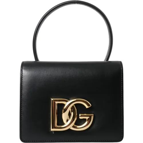 Schwarze Ledergürteltasche mit Logo - Dolce & Gabbana - Modalova