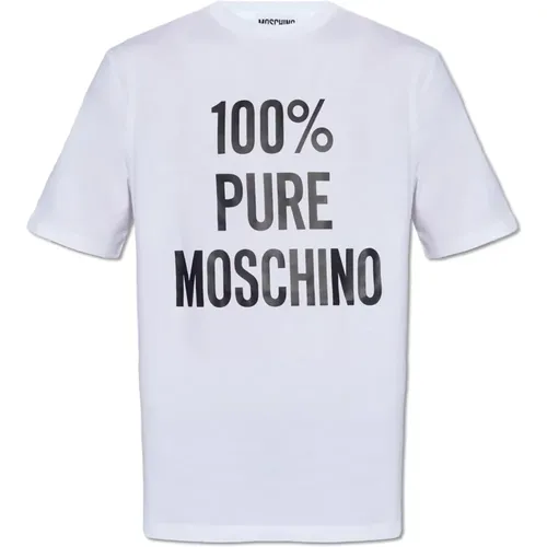 T-shirt with logo , male, Sizes: 2XL, XL, S, L - Moschino - Modalova