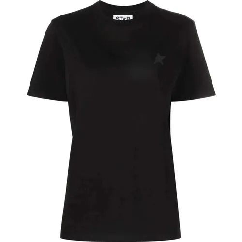 Logo-embroidered short-sleeved T-shirt , female, Sizes: S, XS - Golden Goose - Modalova