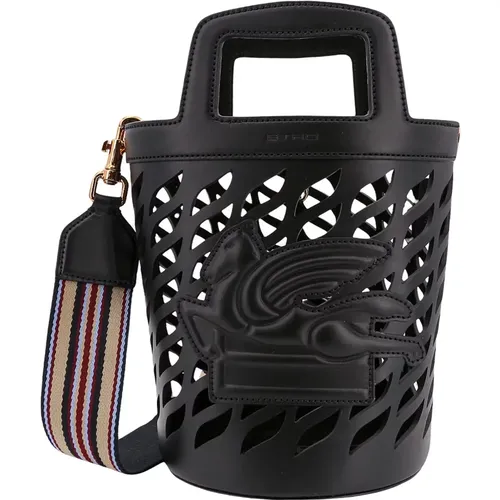 Schwarze Leder Bucket Bag Rucksack - ETRO - Modalova