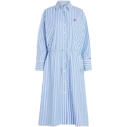 Striped Midi Shirt Dress , female, Sizes: XS, S, XL - Tommy Hilfiger - Modalova