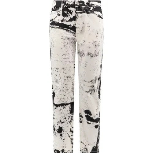 Cotton Trousers with Leather Patch , male, Sizes: L - alexander mcqueen - Modalova