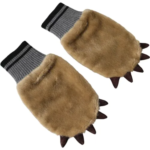 Knitted Fur Wrist Gloves , female, Sizes: ONE SIZE - Dolce & Gabbana - Modalova