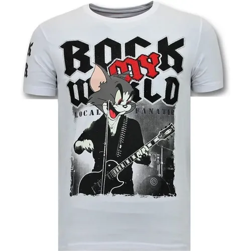 Cooles T-Shirt Männer - Rock My World Cat - 11-6366W , Herren, Größe: M - Local Fanatic - Modalova