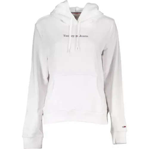 Weiße Baumwollkapuzenpullover , Damen, Größe: XS - Tommy Hilfiger - Modalova