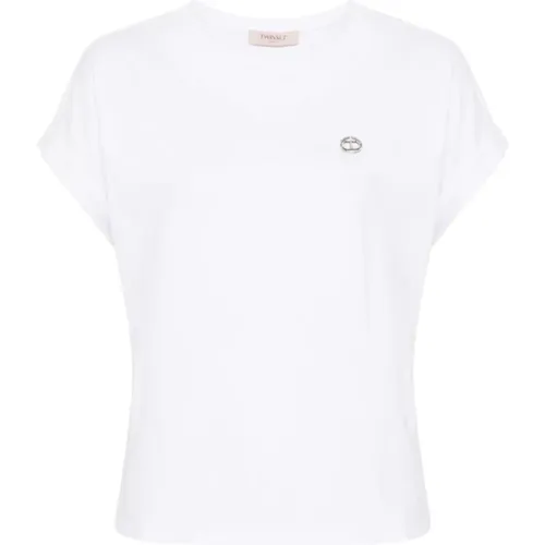 Optisches Weißes T-Shirt , Damen, Größe: L - Twinset - Modalova