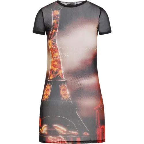 Schwarzes Mesh Minikleid Pigalle Print , Damen, Größe: S - Jean Paul Gaultier - Modalova