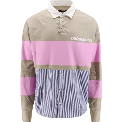 Patchwork Logo Print Shirt , male, Sizes: M - Dsquared2 - Modalova