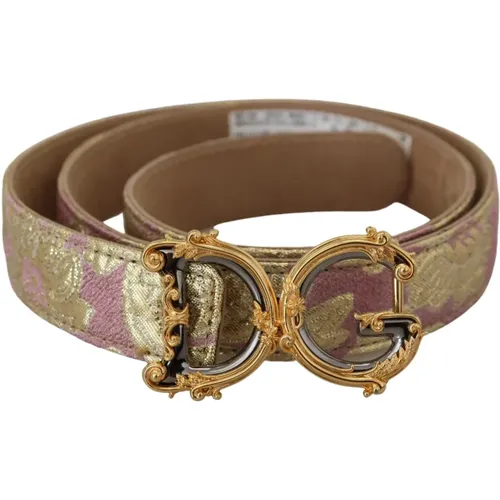 Gold Metal Logo Buckle Belt , female, Sizes: 75 CM - Dolce & Gabbana - Modalova