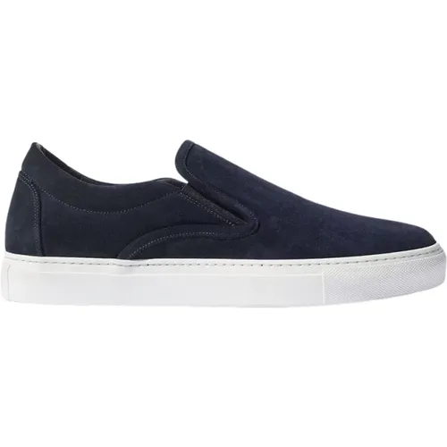 Blaue Wildleder Slip-On Sneakers , Herren, Größe: 45 EU - Scarosso - Modalova