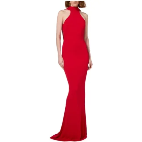 Rotes Jersey Abendkleid mit Schmuck , Damen, Größe: M - Elisabetta Franchi - Modalova