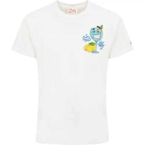 Gin Tonic Heart Print T-shirt , male, Sizes: S, L - MC2 Saint Barth - Modalova