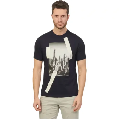 Bedrucktes T-Shirt - Les Bleus , Herren, Größe: XL - Armani Exchange - Modalova