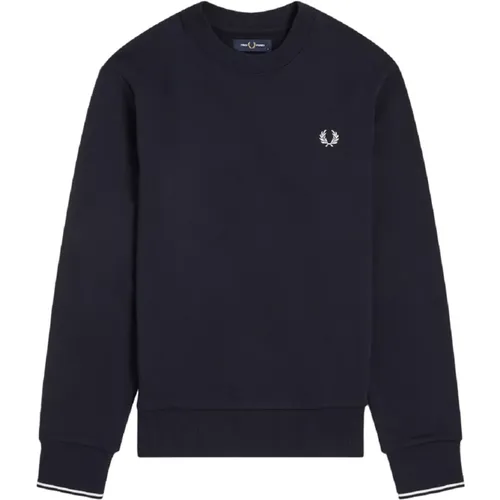 Blaues Crew-neck Sweatshirt Aw24 Baumwollmischung , Herren, Größe: M - Fred Perry - Modalova