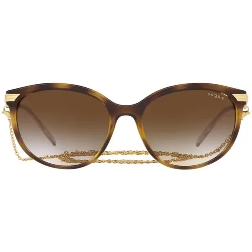 Havana/Burgundy Shaded Sunglasses , female, Sizes: 56 MM - Vogue - Modalova