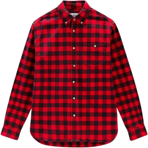 Plaid Flannel Shirt Classic Fit , male, Sizes: M, L - Woolrich - Modalova