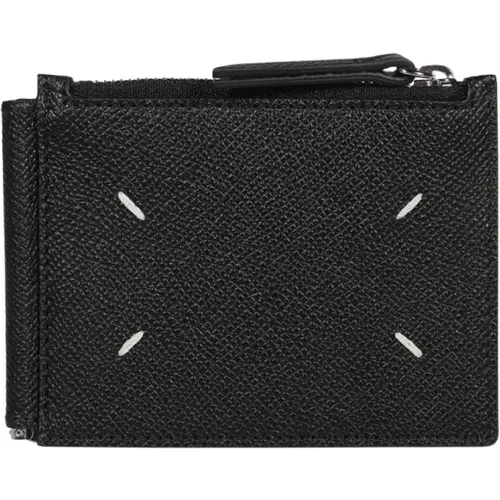 Leather Wallet with Zipper Compartment and External Card Slot , male, Sizes: ONE SIZE - Maison Margiela - Modalova
