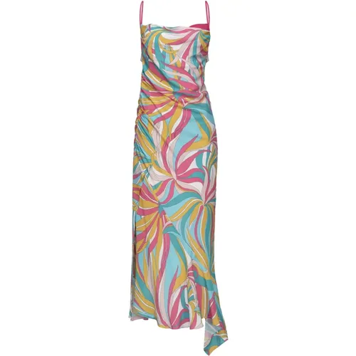 Asymmetric Midi Dress in Exclusive Print , female, Sizes: M - pinko - Modalova