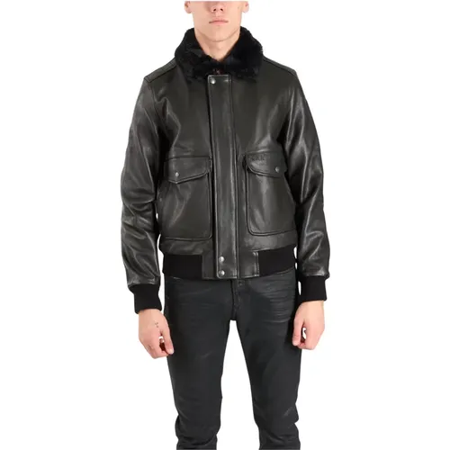 Leather Jacket with Zip Closure , male, Sizes: L, XL, M - Schott NYC - Modalova