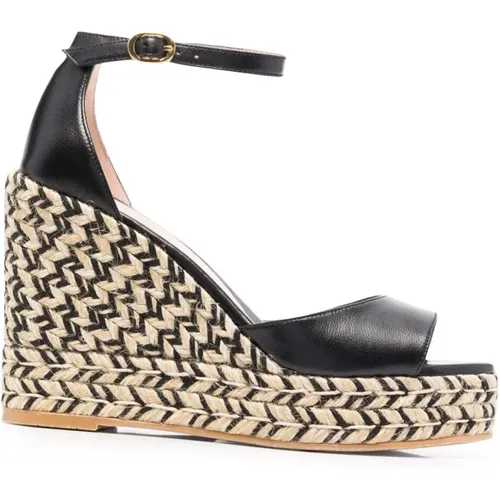 Schwarze Leder Espadrille Keil Sandalen - Stuart Weitzman - Modalova