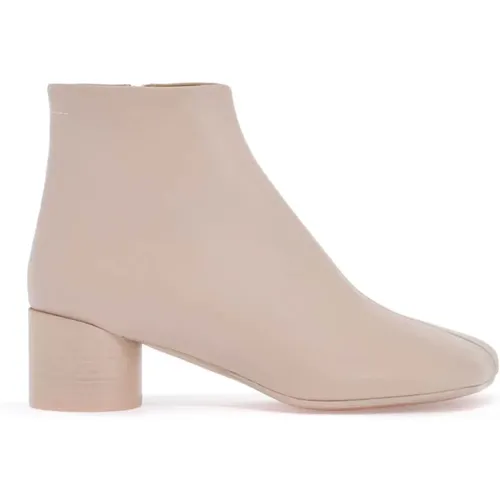 Leder-Stiefeletten mit Zylinderabsatz , Damen, Größe: 40 EU - MM6 Maison Margiela - Modalova