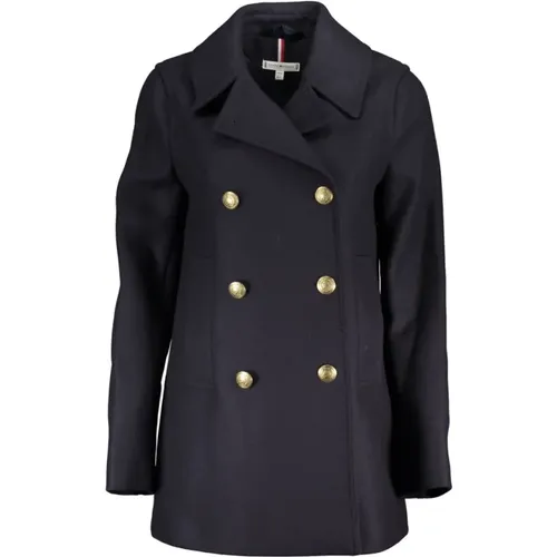 Blaue Stoffjacke & Mantel , Damen, Größe: XS - Tommy Hilfiger - Modalova