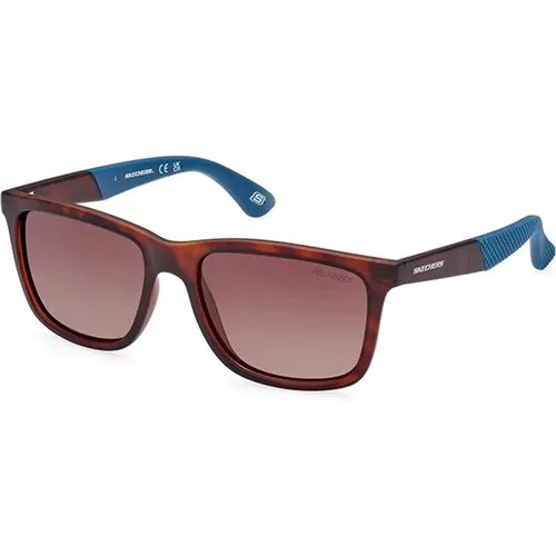 Polarized Sunglasses Havana Style , male, Sizes: 54 MM - Skechers - Modalova