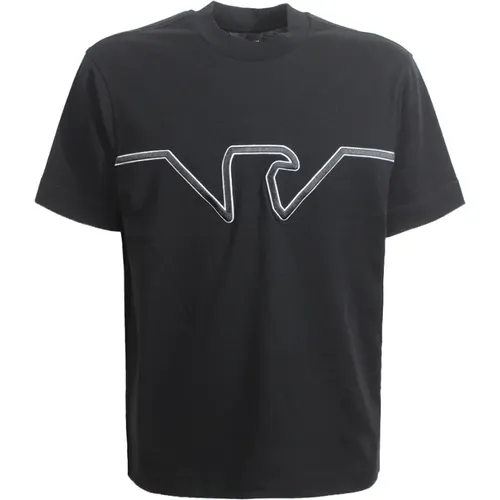 Schwarzes T-Shirt mit Brustdruck , Herren, Größe: S - Emporio Armani - Modalova