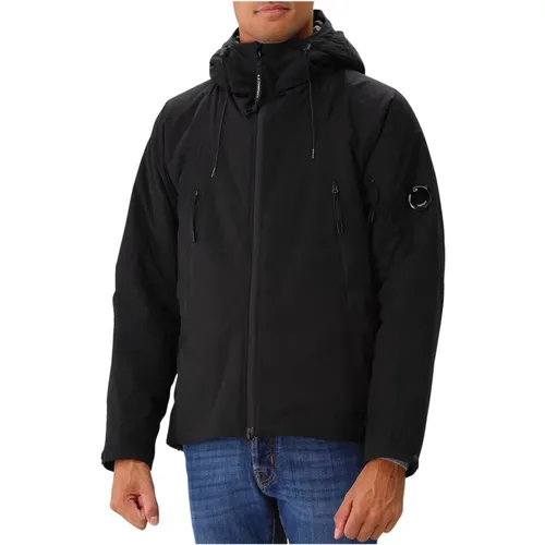 Schwarze gesteppte Jacke mit Kapuze , Herren, Größe: M - C.P. Company - Modalova