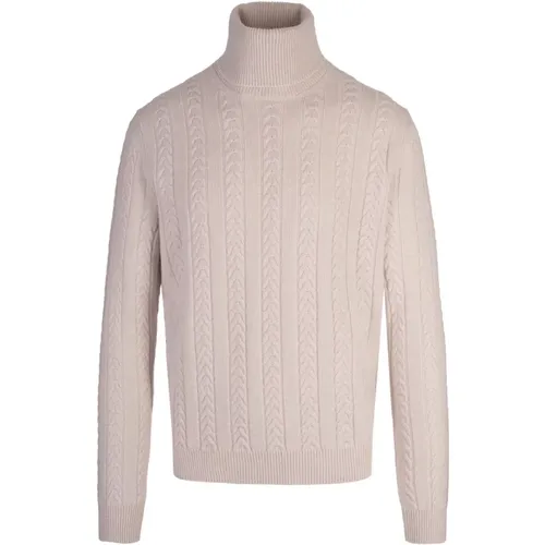 Weiße Zopfmuster Rollkragenpullover , Herren, Größe: XL - Hugo Boss - Modalova