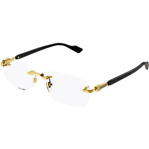 Gold Schwarz Brillengestelle , unisex, Größe: 56 MM - Gucci - Modalova