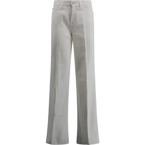 High-waisted Flared Linen Denim Trousers , female, Sizes: W25, W28, W26 - 7 For All Mankind - Modalova