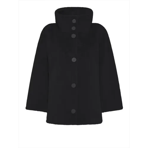 Schwarzer Synthetischer Mantel für Frauen , Damen, Größe: M - RRD - Modalova