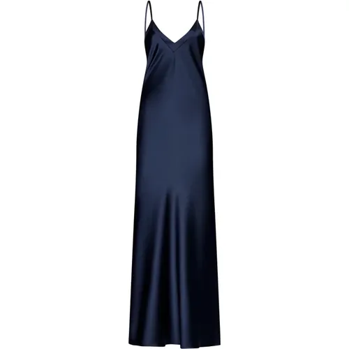 Blaue Kleider mit Schrägem Saum , Damen, Größe: 2XS - Blanca Vita - Modalova