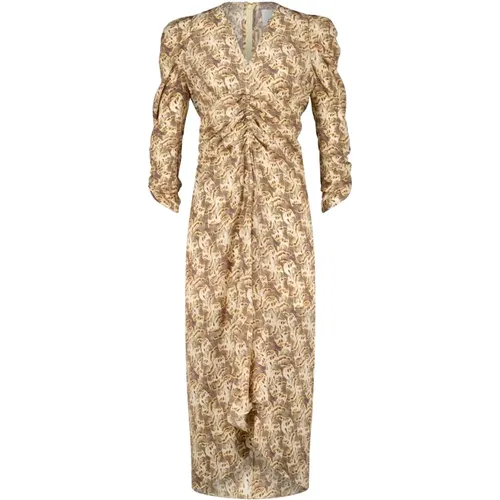 Silk Blend Midi Dress with All-Over Print , female, Sizes: M - Isabel marant - Modalova