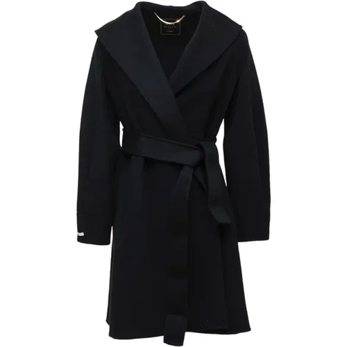 Wool Coat with Belt and Balloon Sleeves , female, Sizes: L - Nenette - Modalova