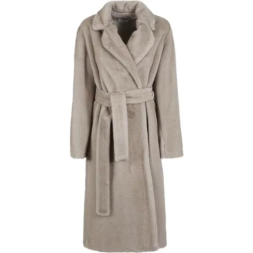 Grey Belted Eco-Fur Coat , female, Sizes: M - P.a.r.o.s.h. - Modalova