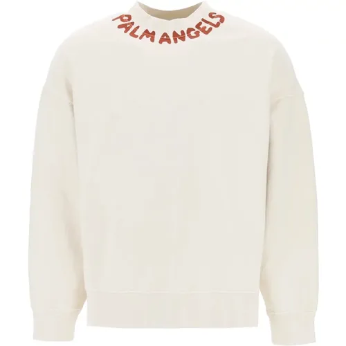 Sweatshirts,Weißes Logo Sweatshirt Strickware Ss24 - Palm Angels - Modalova